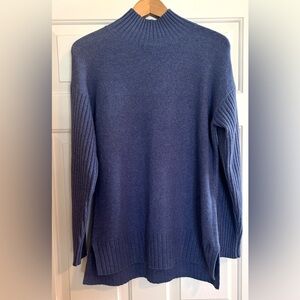 L.L. Bean Women’s Periwinkle Blue Mock Neck Cotton Wool Blend  Sweater